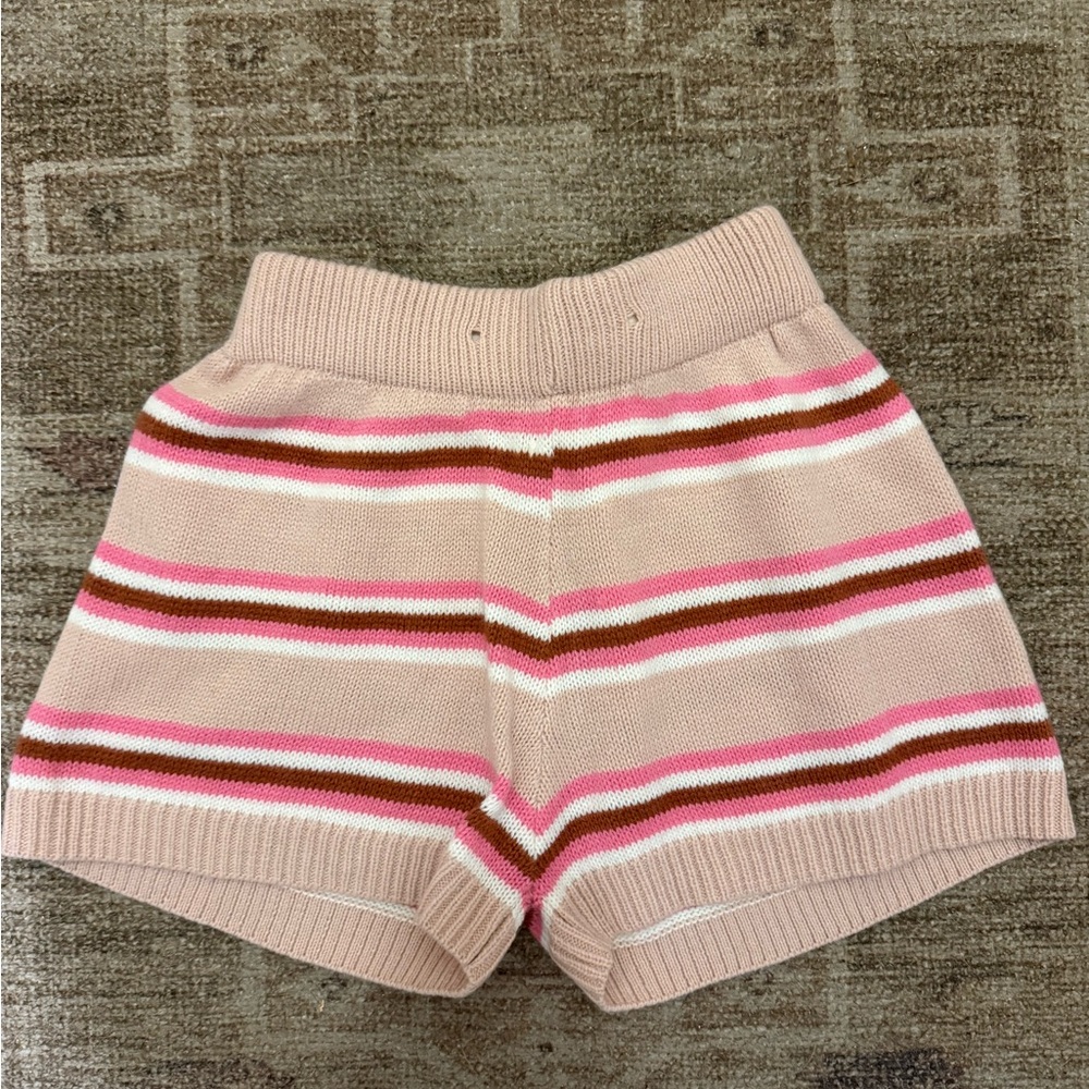 Striped Knit Women’s Shorts — Pink